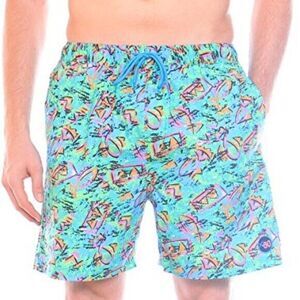 Men Extreme80's Hawaiian Shorts Men's Size XL 100% Cotton  Fish Blue Green